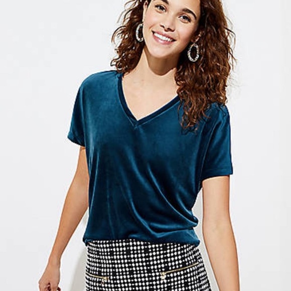 LOFT Velour V Neck Top - Picture 8 of 8